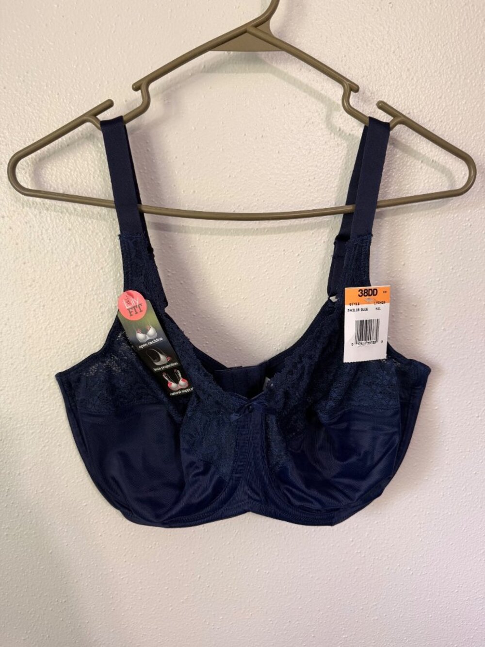 NEW Lilyette Bra Sailor Blue with Lace Underwire Womans 38DD